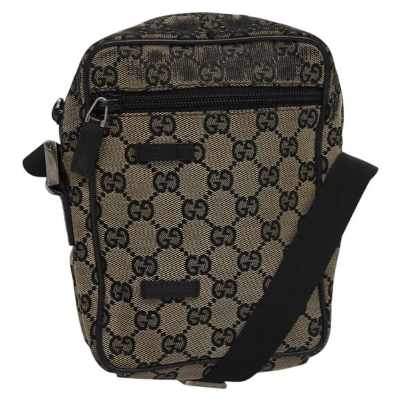 GUCCI GG Canvas Shoulder Bag Beige Black 018 1619 Auth nb171 - Picture 1 of 16